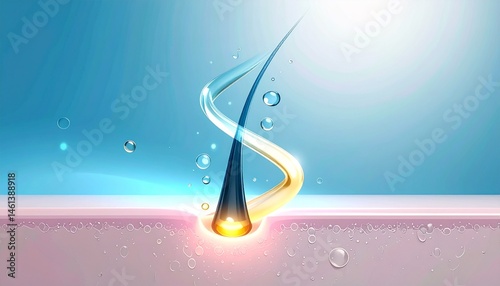 Hair Follicle - Macro or Illustration of Hair - Hair Care with Minerals or Vitamin - Supportive Image for Shampoo, Serum and Conditioners - Treatment against Scalp Irritation, Baldness and Hair Loss