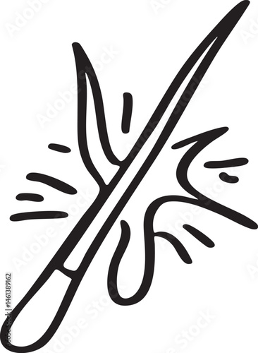 A stylized black pen creates a dynamic angular drawing.