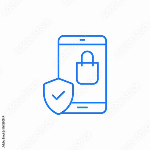 secure locked phone icon sign vector