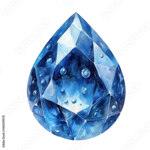 Capture stunning blue gemstone digital art abstract background. Isolated on transparent background, png.
