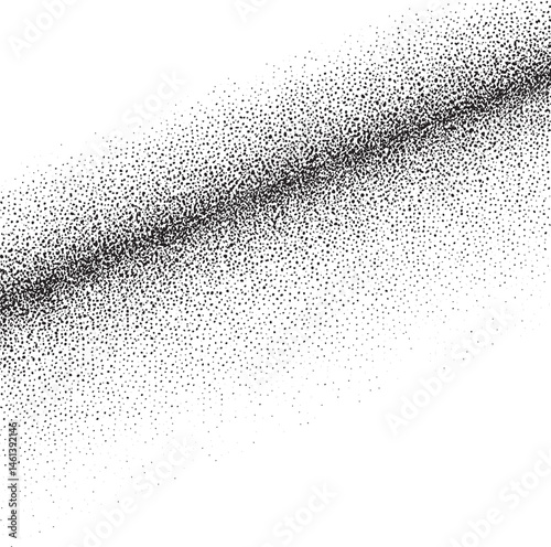 A dense scattered array of dark dots forms a prominent diagonal against a white background.