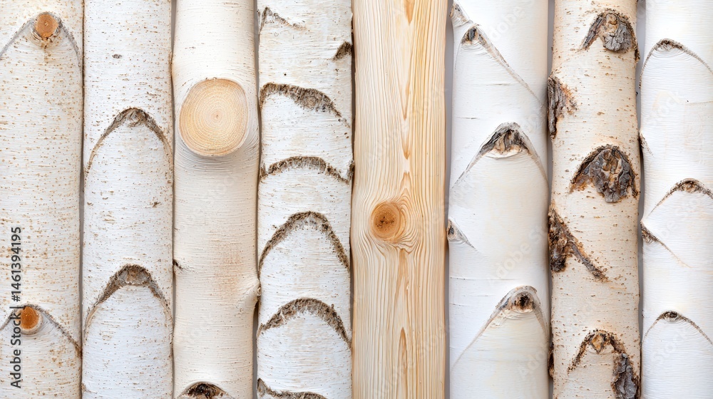 Fototapeta premium Natural birch wood texture creates a visually appealing rustic background suitable for a powerpoint presentation.