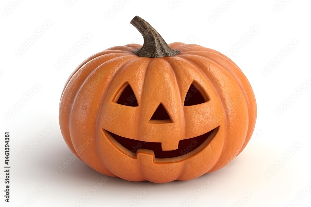 Fototapeta premium 3D Rendered Jack-o'-Lantern Pumpkin Illustration on White Background 