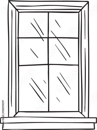 A simple open window with a grid