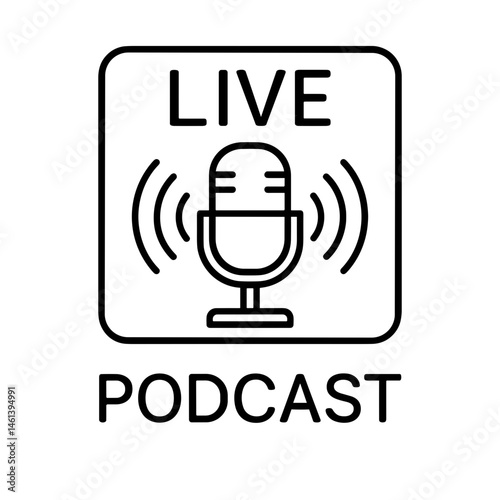 Live podcast icon with microphone and sound waves