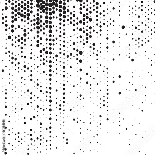 A dense of black circles scattered across a white background.