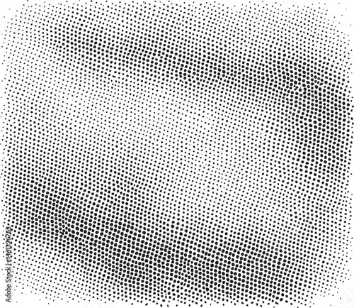 A textured black and white of closely spaced dots creates a dynamic gradient effect.