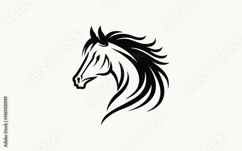 Elegant Horse Logo Design with Flowing Mane in Minimalist Style