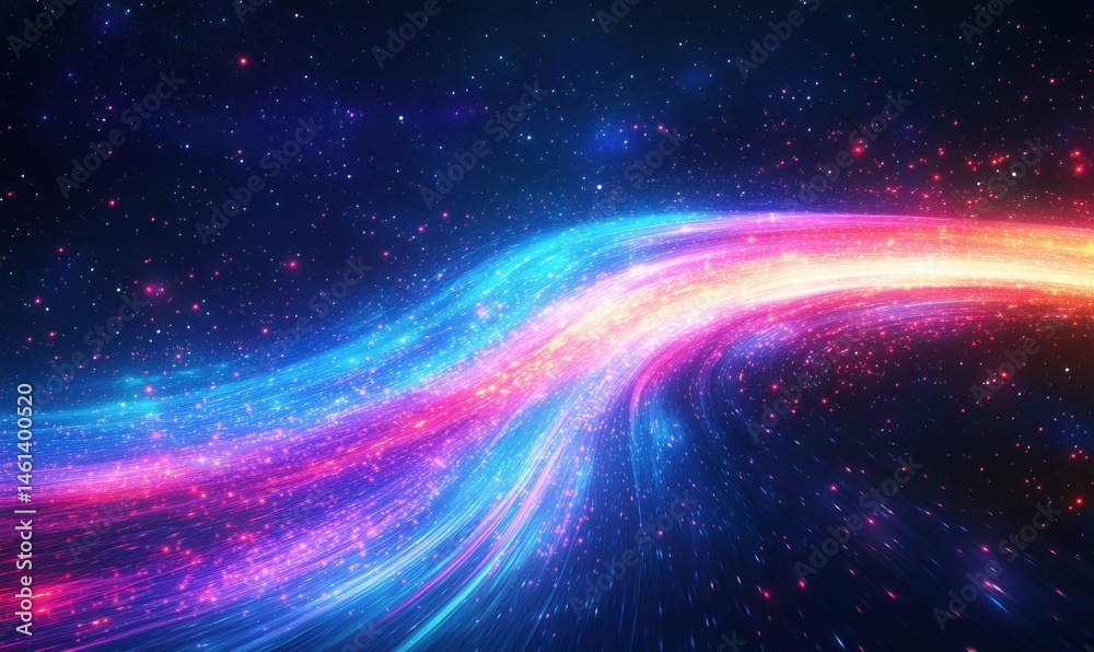 Colorful cosmic wave of light in deep space with stars and galaxies Colorful cosmic wave of light in deep space with stars and galaxies