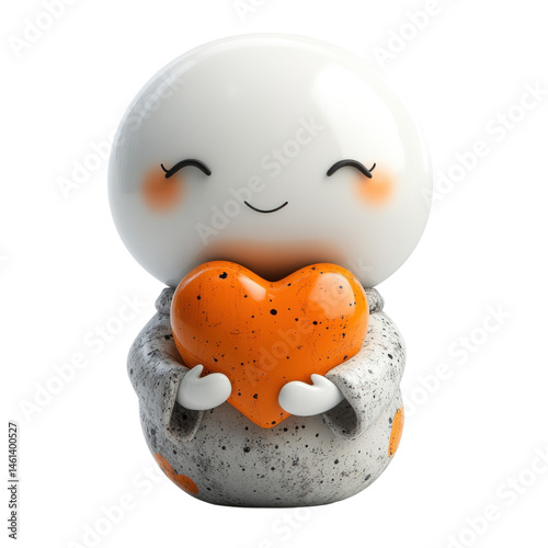 Heartfelt emotions studio figurine creative space close-up. Isolated on transparent background, png.