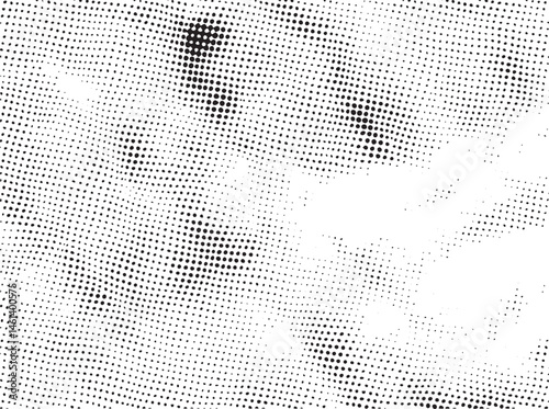 A close-up view of a face composed entirely of densely packed black and white dots.
