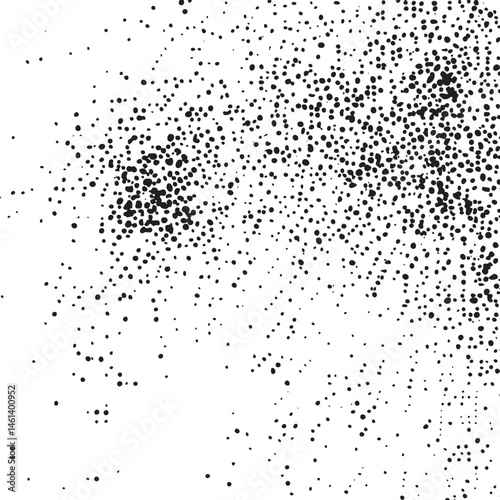 A dense scattering of small black dots against a white background.