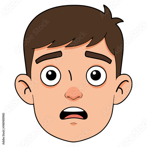 scared boy face expression people flat color vector illustration template design