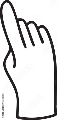 A hand gestures upwards with an extended finger.