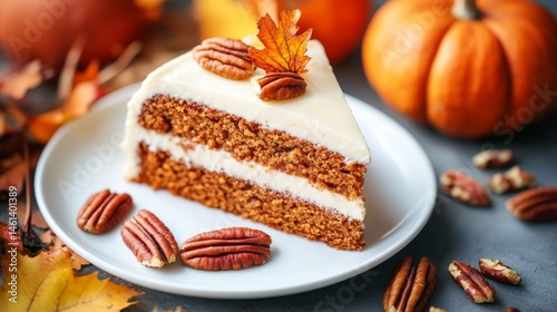 Wallpaper Mural Autumn Spice Cake Slice of Maple Pecan Cake with Cream Cheese Frosting and Toasted Pecans Torontodigital.ca