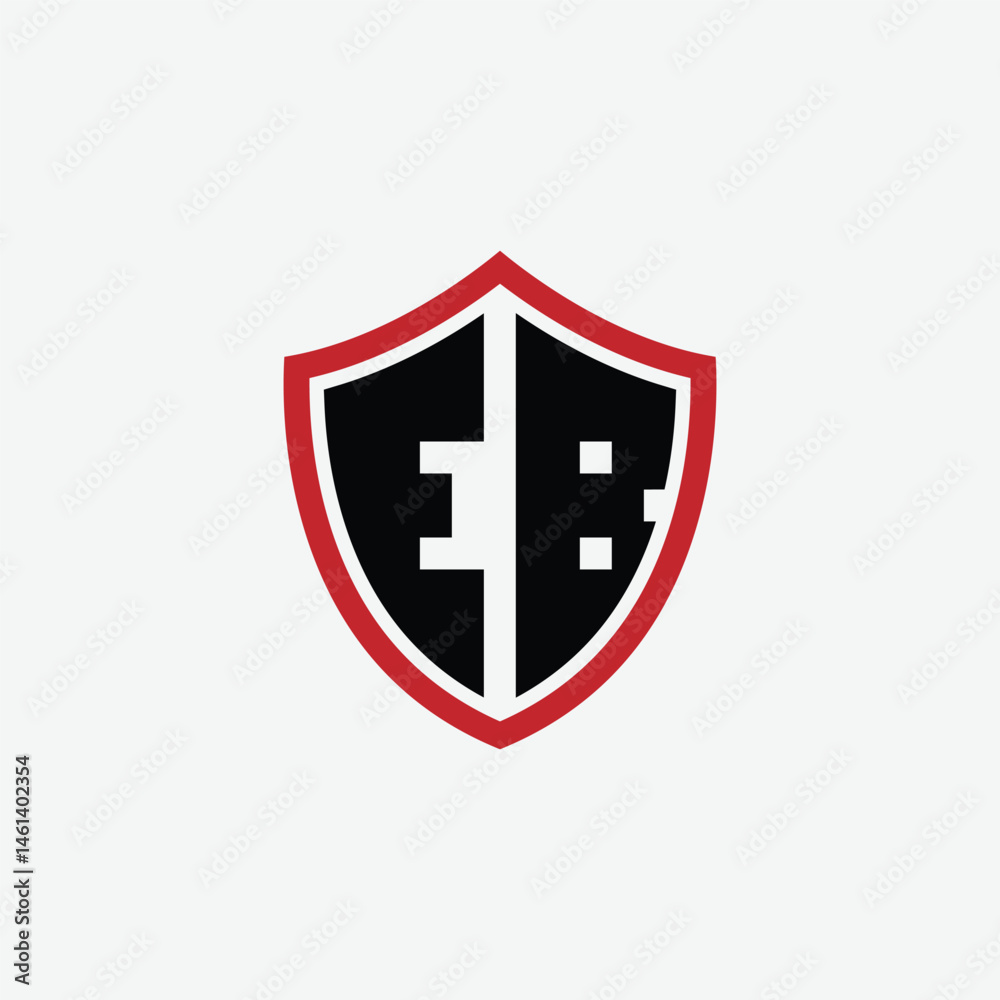 Obraz premium 624 shield logo shape letter alphabet educational learning E B