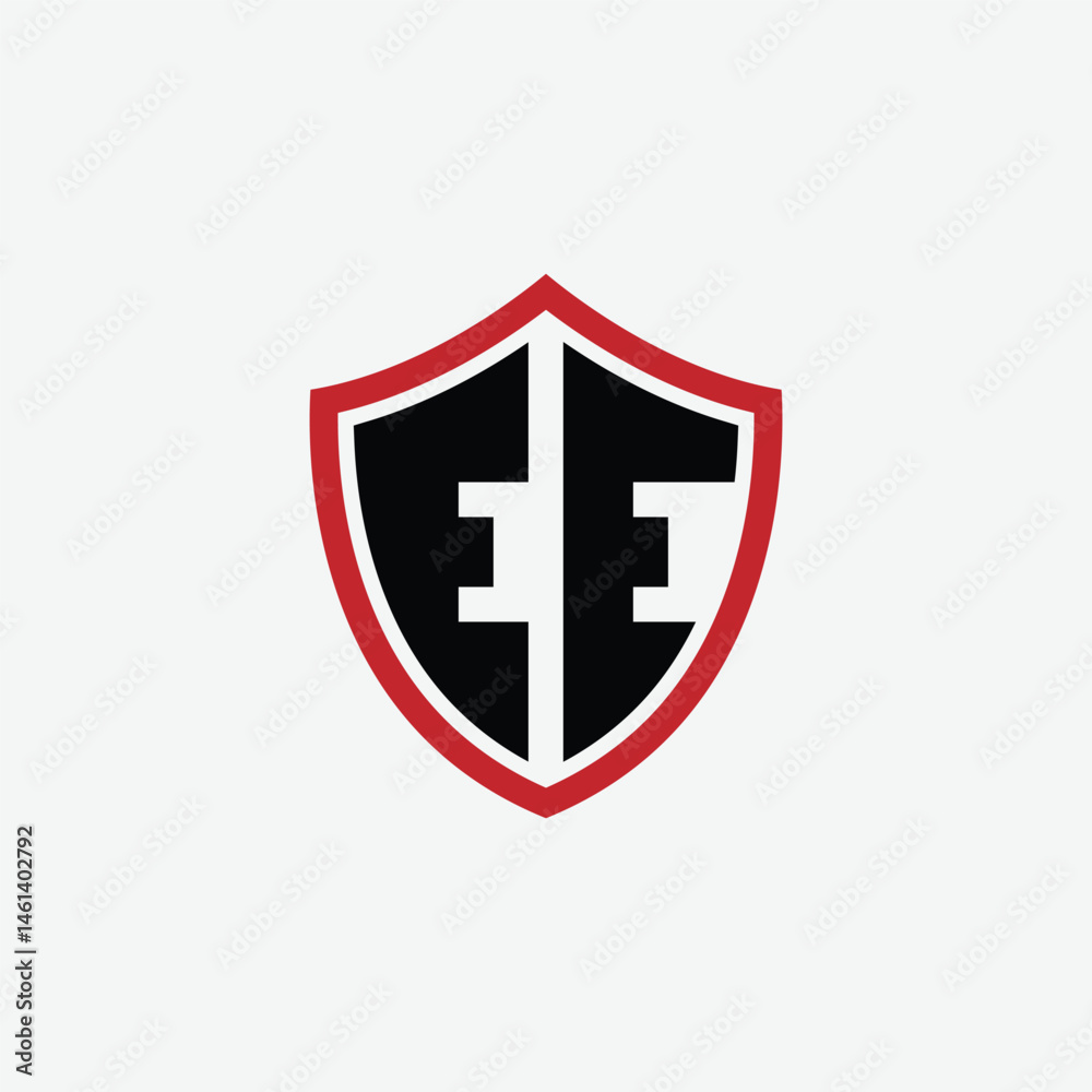 Fototapeta premium 627 shield logo shape letter alphabet educational learning E E