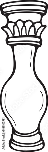 A tall slender vase with a decorative crown.