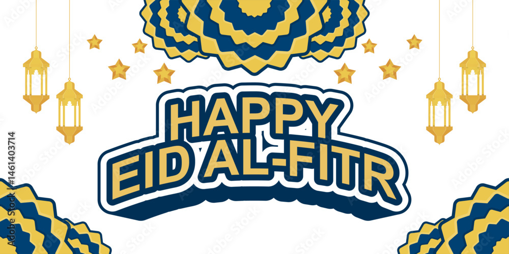 Fototapeta premium Happy ramadan Eid Al Fitr whi...