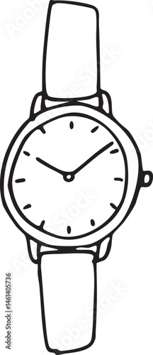 A simple wristwatch rests on a light-colored wrist.