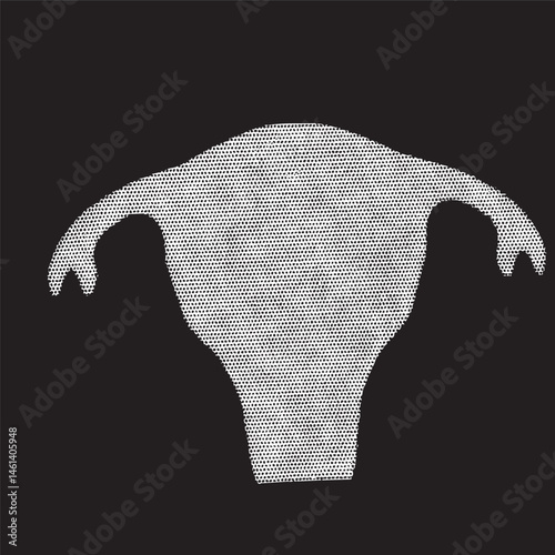 A white silhouette of a female reproductive organ against a dark background.