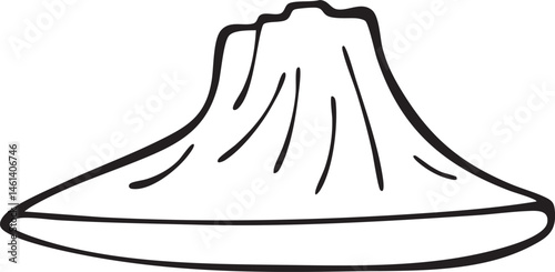 A simple stylized drawing of a mountain resting on a plate.