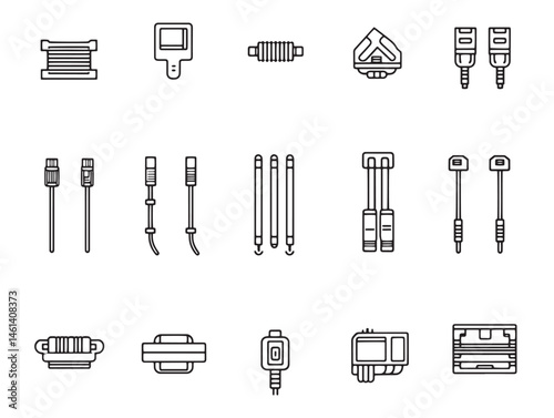 cable organizer line art illustration for electronic device storage design