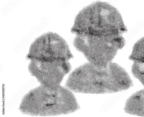 Three grayscale portraits of men in military helmets.