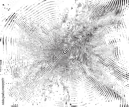 A central swirling of densely packed dots creates a dynamic visual effect.