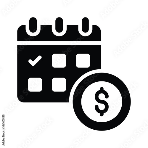 Visually engaging icon of due payment designed in glyph style