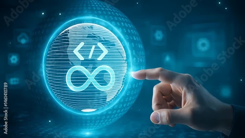 DevOps and Continuous Integration Concept with Infinity Symbol and Software Development Automation Technology

