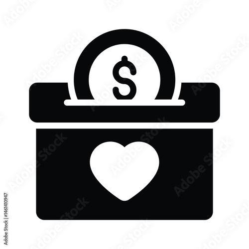 Easy to edit glyph style icon depicting donation box
