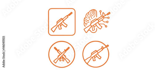 Vector illustration of an abstract fire, Warfare weapons collection of modern riffles and pistol 