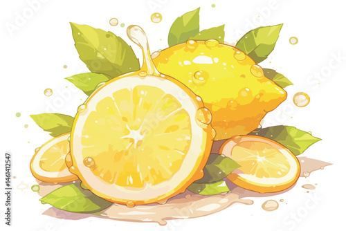 vector slice of lemon and lime