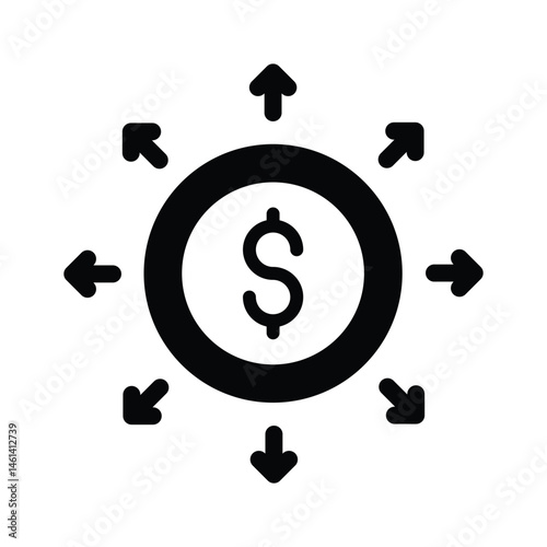 Download our premium glyph style icon of distributed money