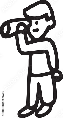 A young man uses a telescope to observe the