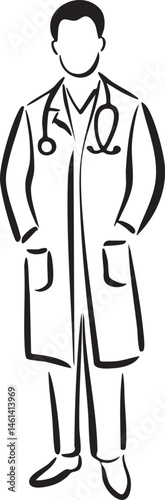 A man stands confidently in a white medical coat.