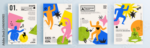 Modern abstract covers set, minimal covers design. Colorful geometric background, vector illustration.