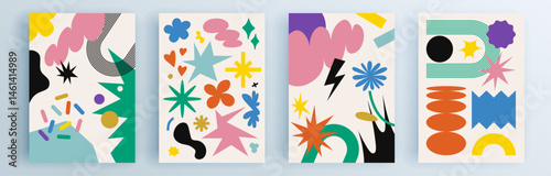 Modern abstract covers set, minimal covers design. Colorful geometric background, vector illustration.