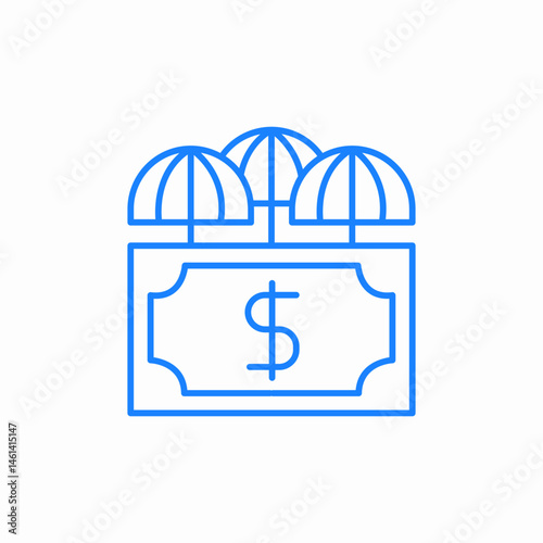 dollar bags umbrella icon sign vector