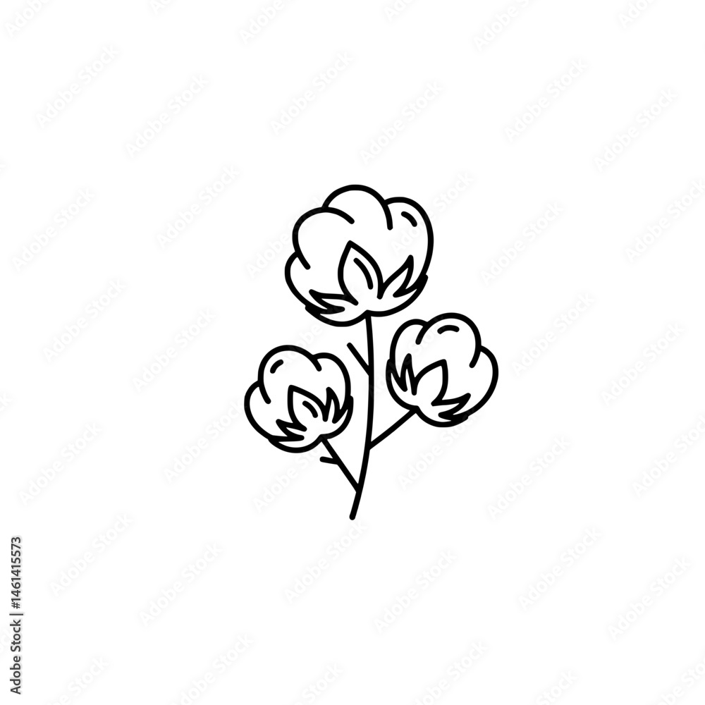 Obraz premium Icon of a cotton branch representing concepts of natural textiles and sustainable fashion