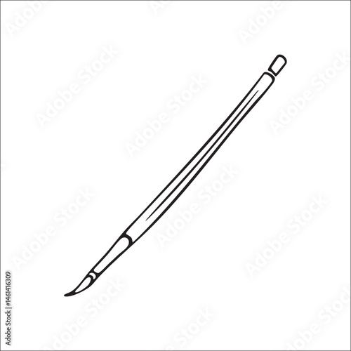A sleek surgical instrument extends vertically on a white background.