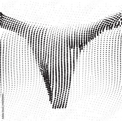 A stylized abstract bull emerges from a field of scattered dots.