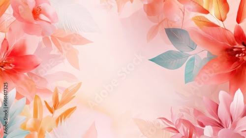 Floral abstract background, vibrant flowers with soft hues, perfect for spring themes, ideal for invitations or promotions.