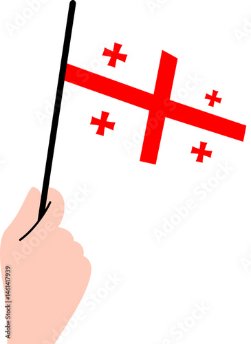 Woman's hand holding the Georgia flag