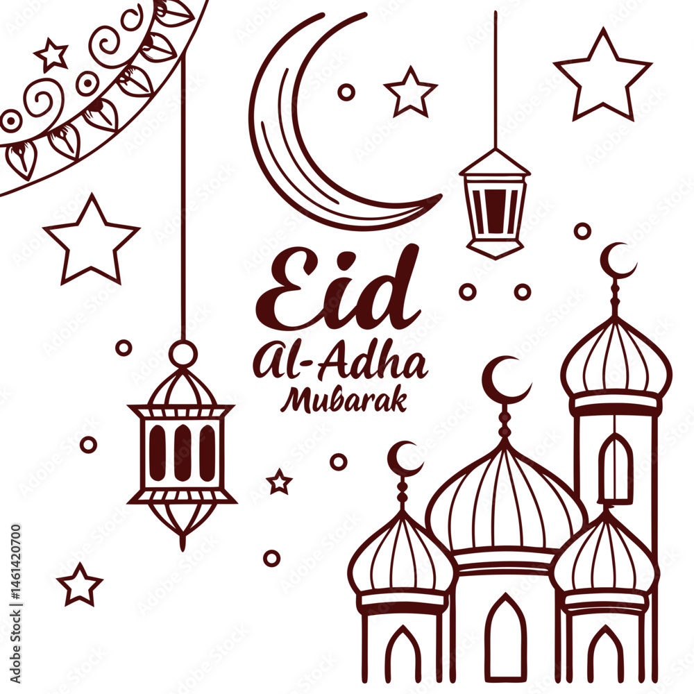 Obraz premium Eid Al Adha Mubarak vector illustration