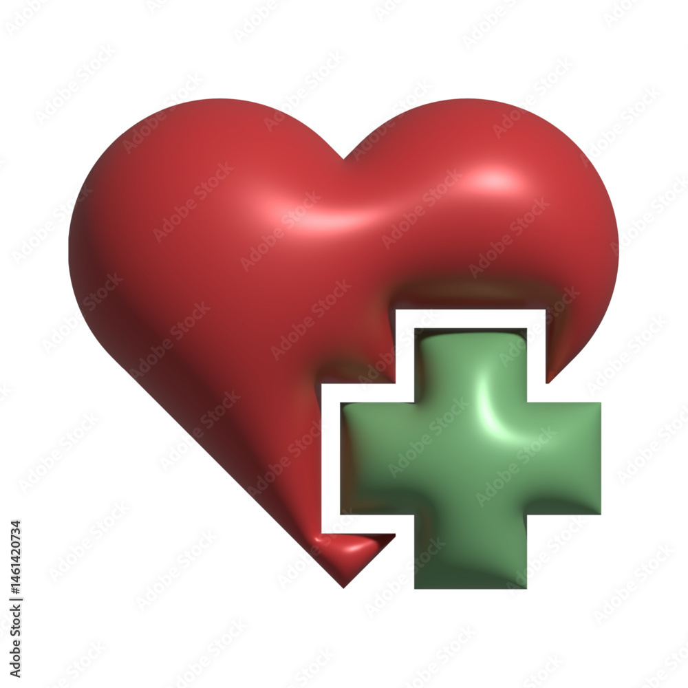 Fototapeta premium Heart with Green Medical Plus