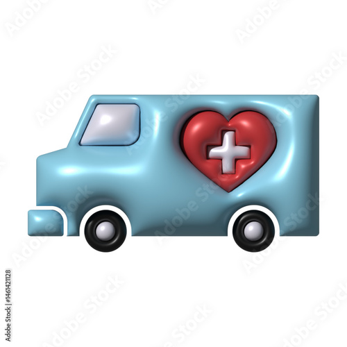 Heart Cross on Blue Ambulance