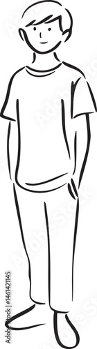 A young man stands confidently looking directly at the viewer.