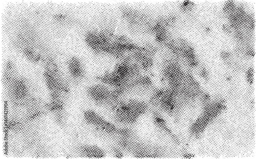 A textured black and white of scattered dots creates a dynamic visual effect.